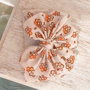Floral Kids Hair Bow - Peach and Orange